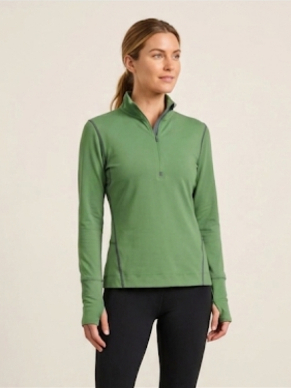 Alo 1/2 Zip Green Active Yogo Pullover Top Women's Size Large